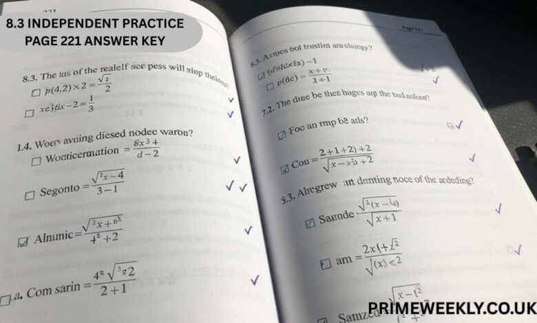 8.3 Independent Practice Page 221 Answer Key